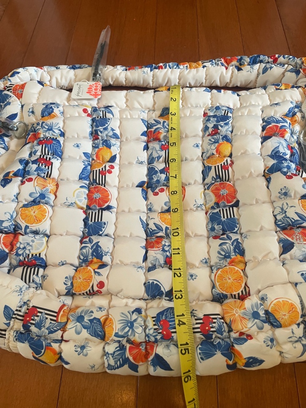 Free People Quilted Floral Citrus Tote - White, Blue, Orange - Picture 3 of 5
